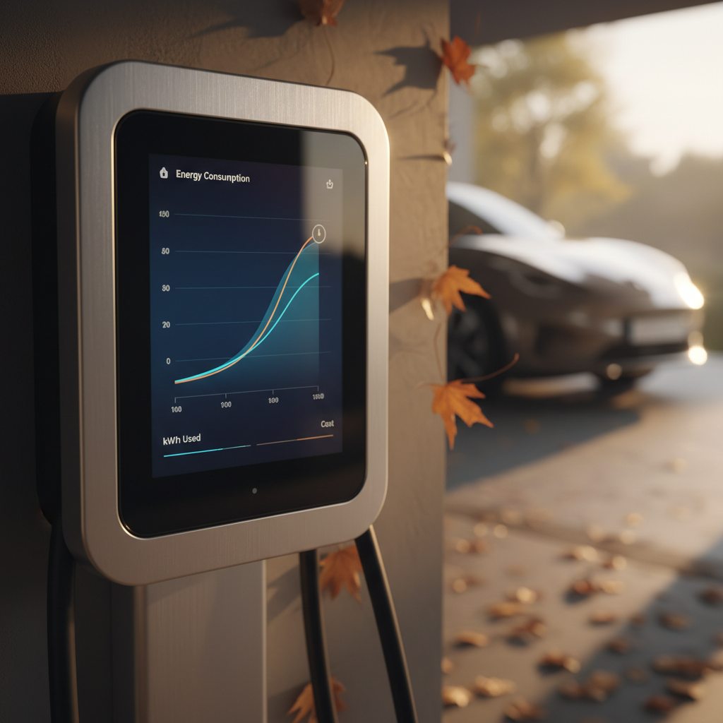 Close-up van laadpaal - detail van de apparatuur in de zomer